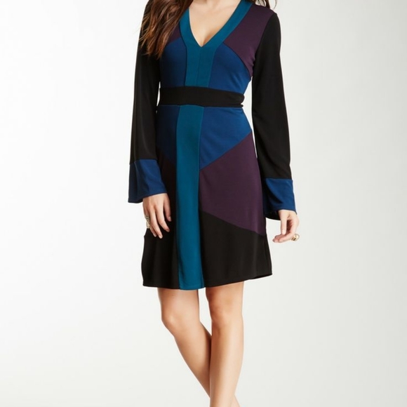 Hale Bob colorblock v neck dress sz small - Picture 2 of 7